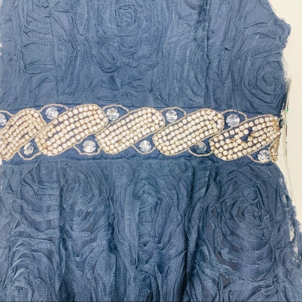 Trixxi | NWT Juniors Embellished Soutache Party Mini Fit Flare Navy Dress - Picture 3 of 13